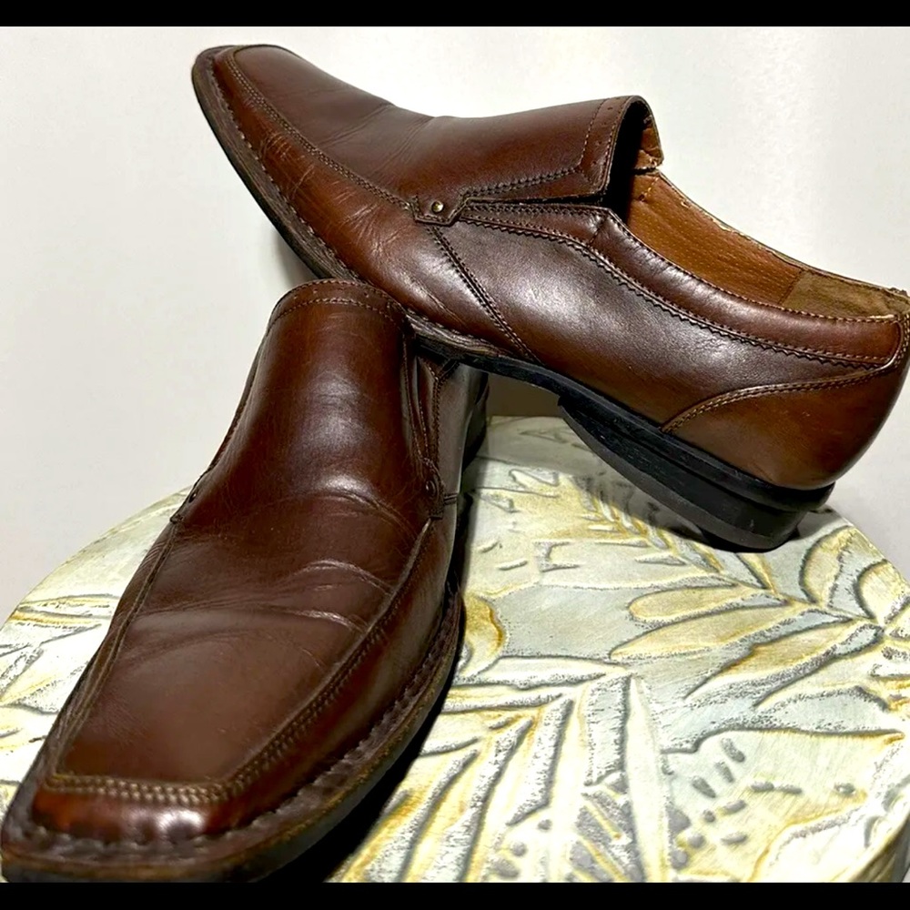 Steve Madden Ltd. Men’s Leather Brown Slip On Square Toe Loafer Size 11.5